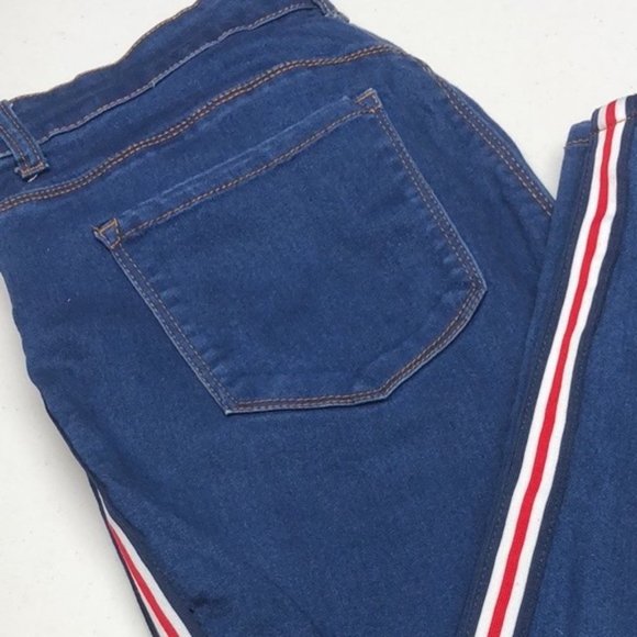 LIKE NEW WAX SPORTS JEANS 14/32x26 RED WHITE AND BLUE STRIPE 🇺🇸 - Picture 11 of 11